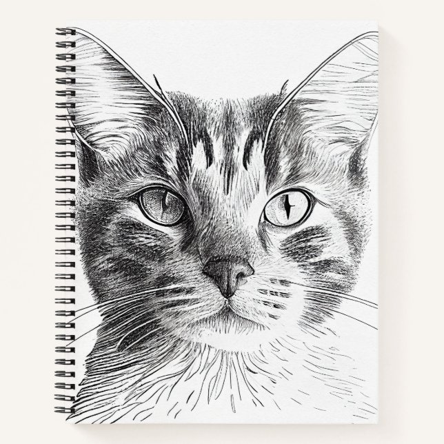 Cat Wild Nature Animal Illustration Art Drawing Notebook (Front)