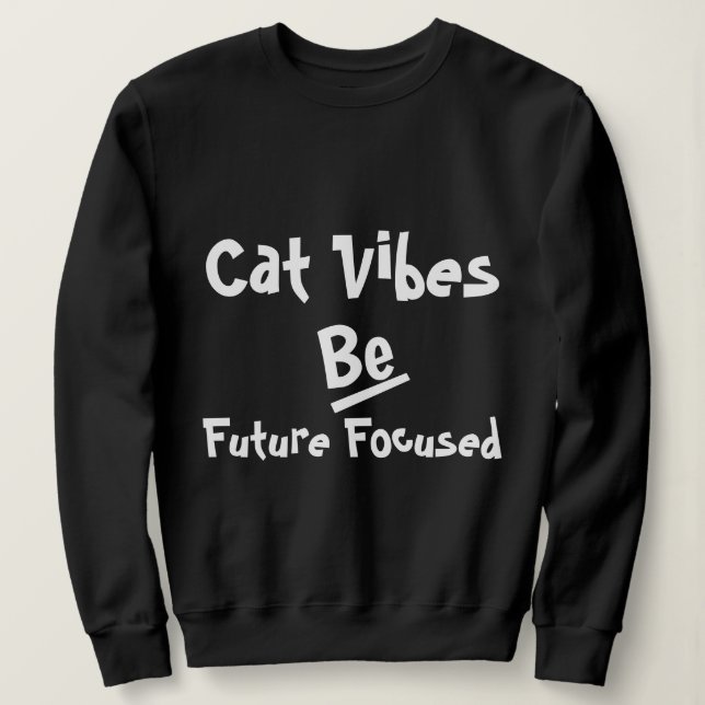 Cat Winter Fall Retro Funny Personalised Black Sweatshirt (Design Front)