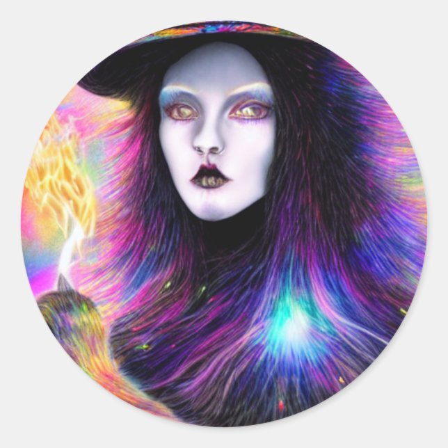 Cat Witch   Classic Round Sticker (Front)