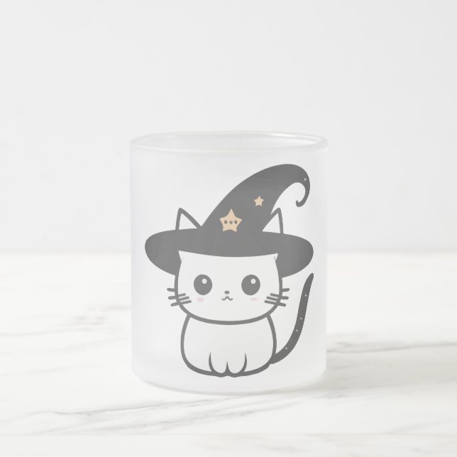 cat witch cute cats | cats lovers design  frosted glass coffee mug (Center)