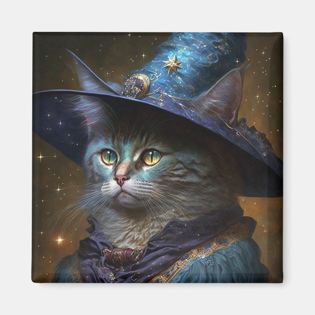 Cat Witch Fantasy Art Magnet (Front)