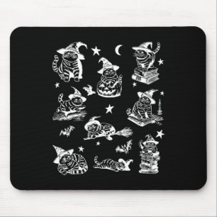 Cat Witch Halloween Cat Pumpkin Salem Witch Cat Lo Mouse Pad