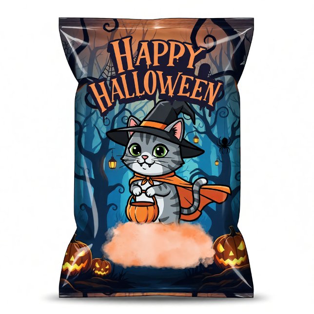 Cat Witch Halloween Chip Bag Wrappers Party Favour Notepad (Creator Uploaded)