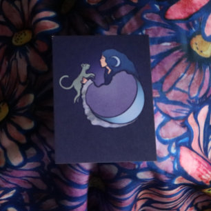 Cat Witch Moon Goddess Wiccan Cat Person Card
