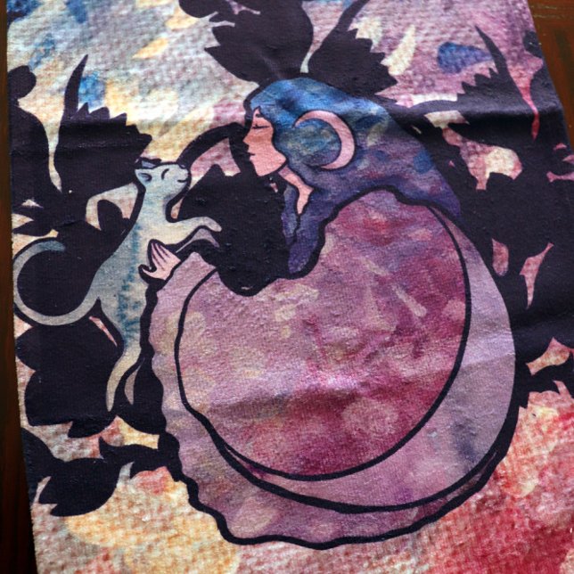 Cat Witch Moon Goddess Wiccan Cat Person Hand Towel (Creator Uploaded)