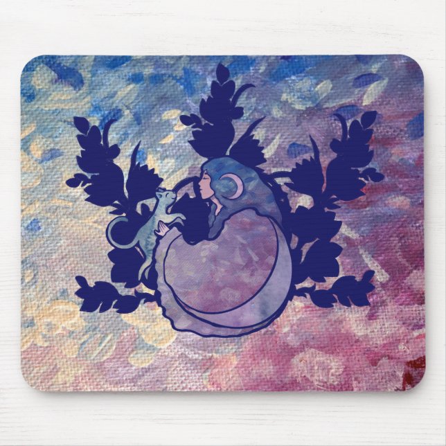 Cat Witch Moon Goddess Wiccan Cat Person Mouse Pad (Front)