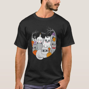 Cat Witch Mummy Lazy Halloween Costume Cute Kitten T-Shirt