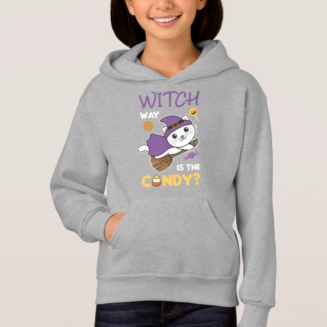 Cat Witch Witch Way Is The Candy Happy Halloween (Front)