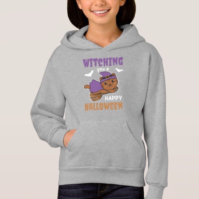 Cat Witch Witches Witching You A Happy Halloween (Front)