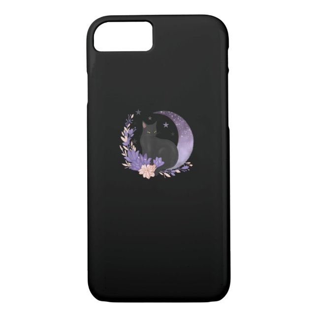 Cat Witchy Moon Flowers Pastel Goth Goblincore Case-Mate iPhone Case (Back)