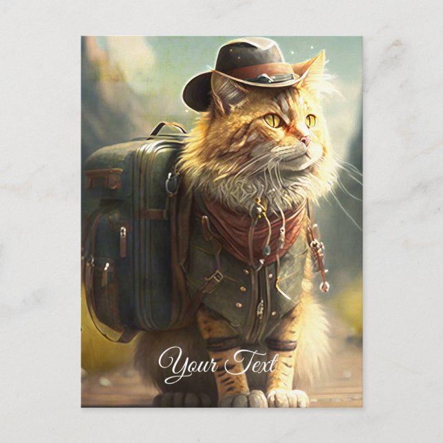 Cat with a backpack.  postcard (Front)