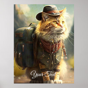 Cat with a backpack. poster