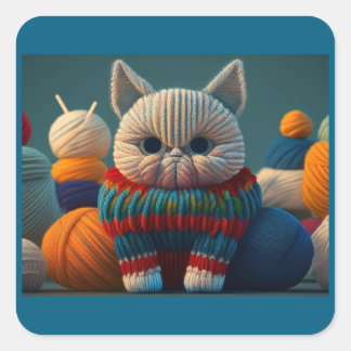 Cat With A "Capital "A" Attitude Square Sticker