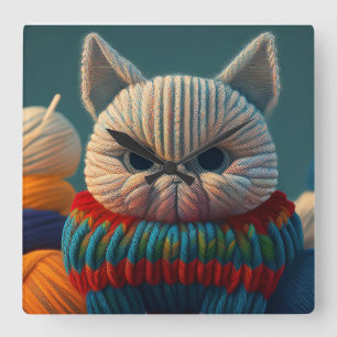 Cat With A "Capital "A" Attitude Square Wall Clock