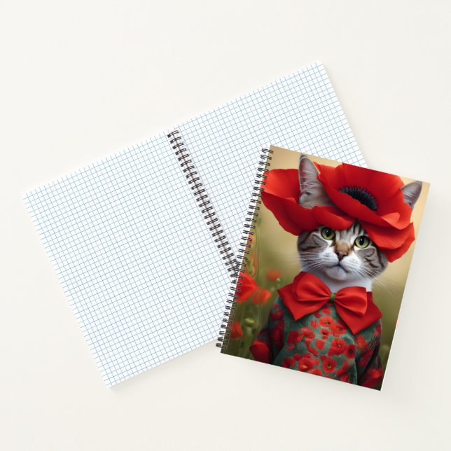 Cat with a dress made of a poppy notebook (Inside)