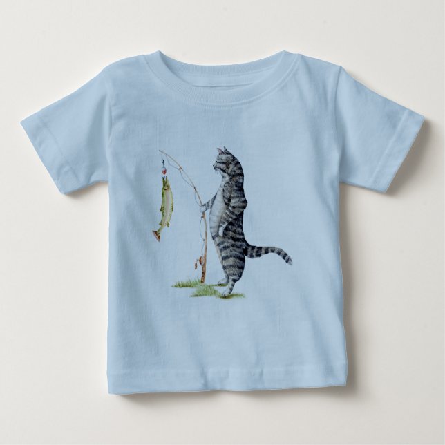 Cat with a Fish Baby T-Shirt (Front)