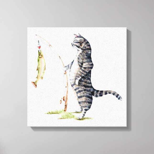Cat with a Fish Canvas Print (Front)