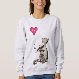 Cat with a Heart Balloon Women's Sweatshirt