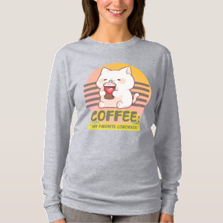cat with a heart coffee cup quote T-Shirt