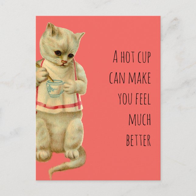 Cat With A Hot Cup Can Make you Feel Better Postcard (Front)