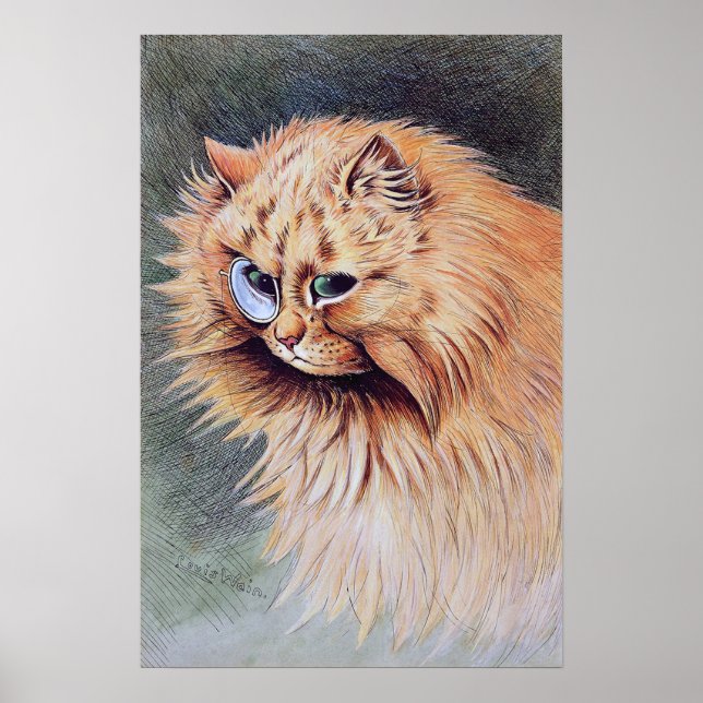 Cat with a Monocle, Louis Wain Poster (Front)