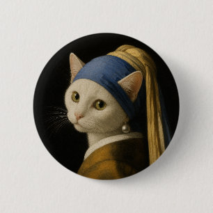 Cat with a Pearl Earring 6 Cm Round Badge