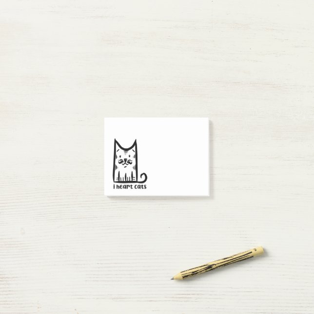 Cat with a Stylish Moustache, i heart cats Post-it Notes (On Desk)