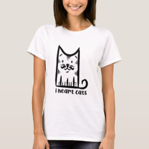 Cat with a Stylish Moustache, i heart cats T-Shirt