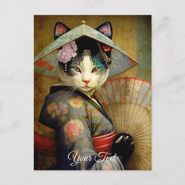 Cat with an umbrella.  postcard (Front)