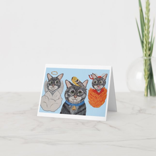 Cat with angel and devil announcement (Front)