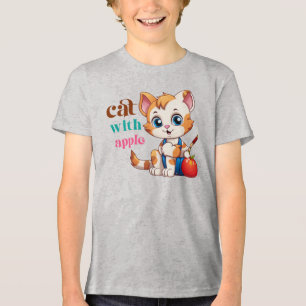 Cat With Apple-85242 Tri-Blend Shirt