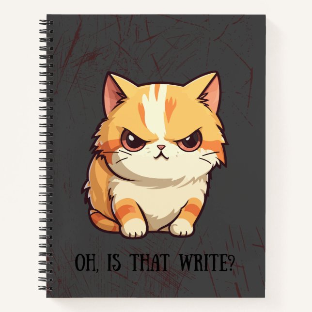 Cat with Attitude Pun Fun Journal notebook (Front)