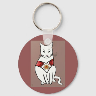 Cat with Aztec Design Key Ring