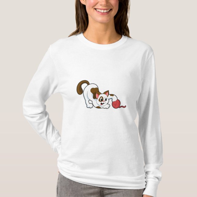 Cat with Ball of Wool T-Shirt (Front)