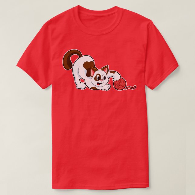 Cat with Ball of Wool T-Shirt (Design Front)
