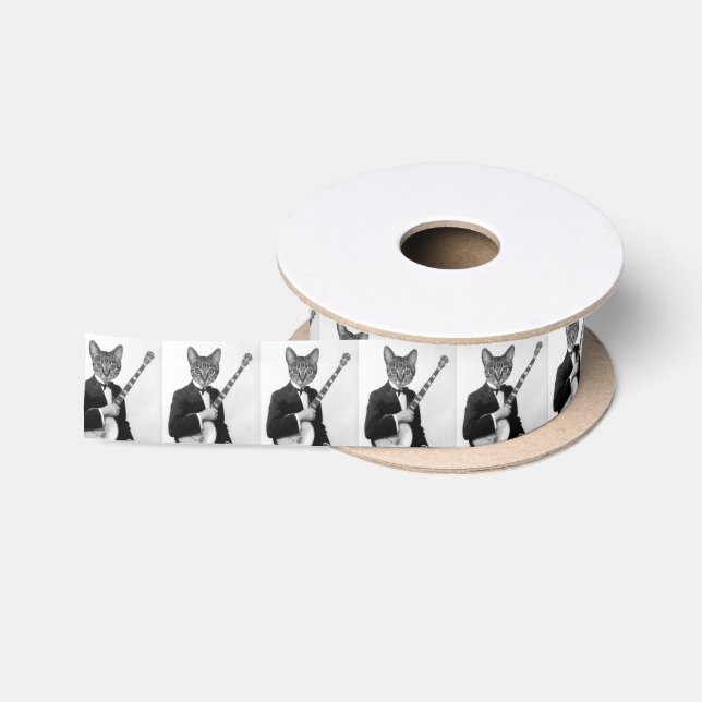 Cat with Banjo Satin Ribbon (Spool)