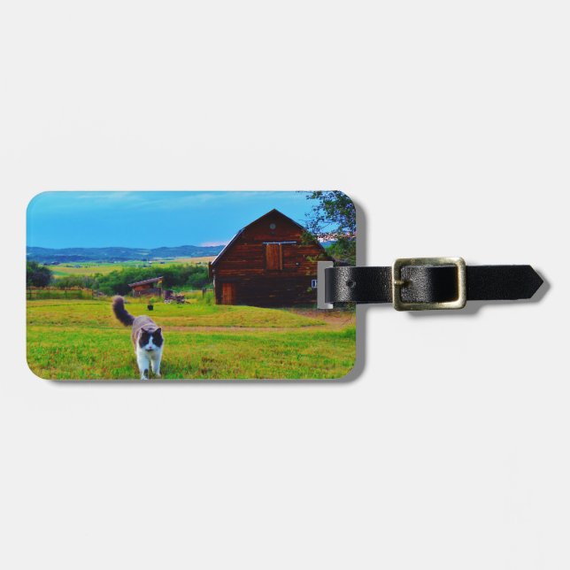 Cat with Barns Luggage Tag (Front Horizontal)