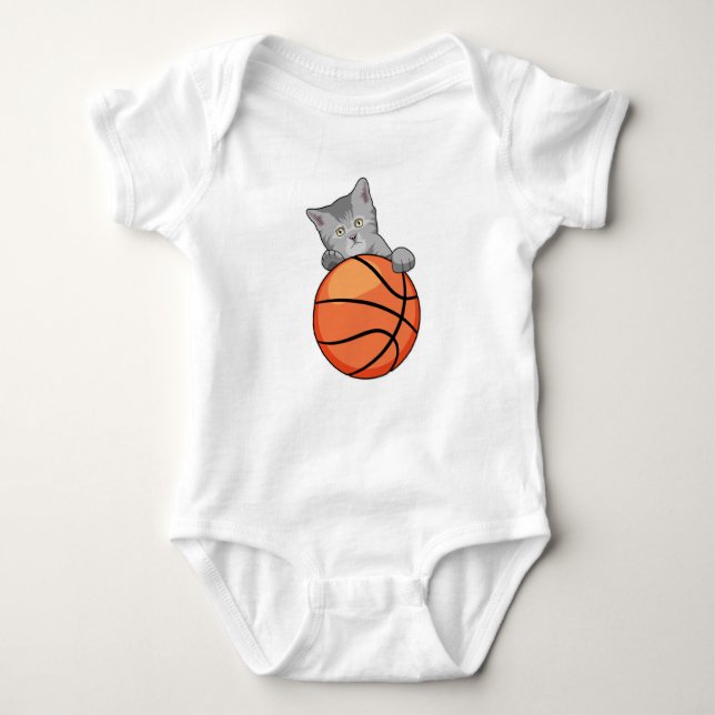 Cat with Basketball Baby Bodysuit (Front)
