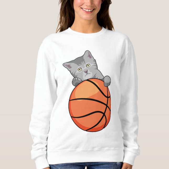 Cat with Basketball Sweatshirt (Front)