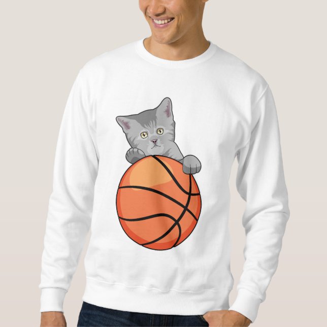 Cat with Basketball Sweatshirt (Front)