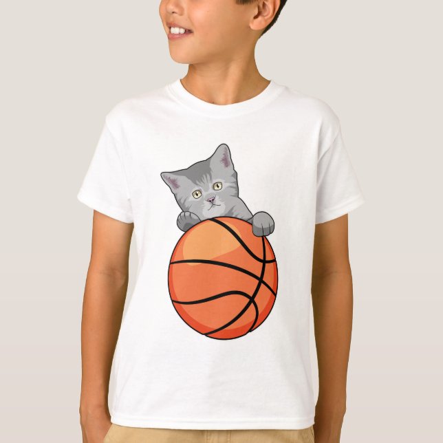 Cat with Basketball T-Shirt (Front)