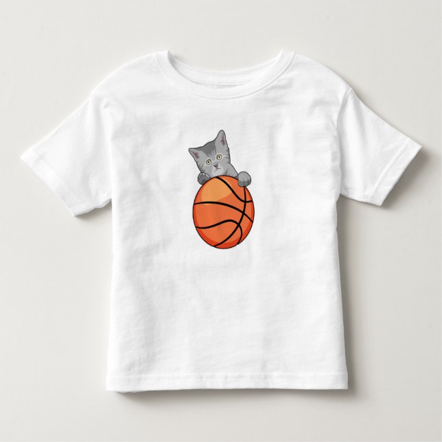 Cat with Basketball Toddler T-Shirt (Front)