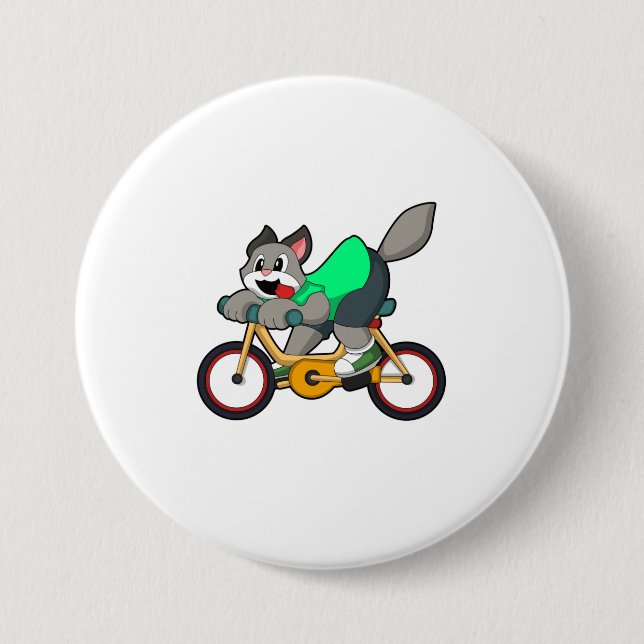 Cat with Bicycle 7.5 Cm Round Badge (Front)