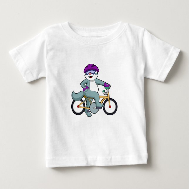 Cat with Bicycle Baby T-Shirt (Front)