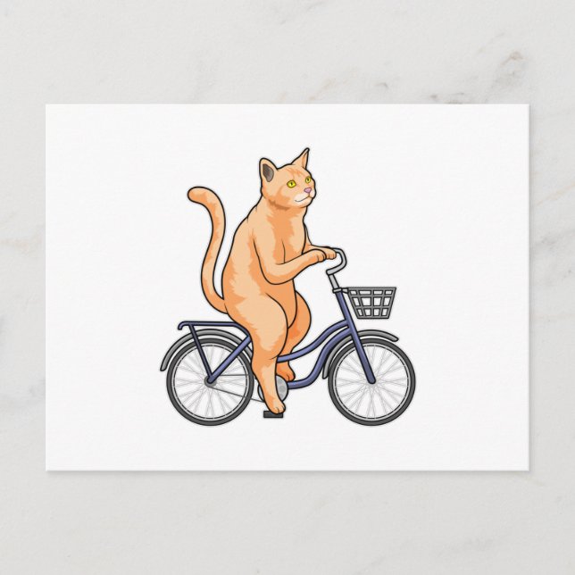 Cat with Bicycle Postcard (Front)