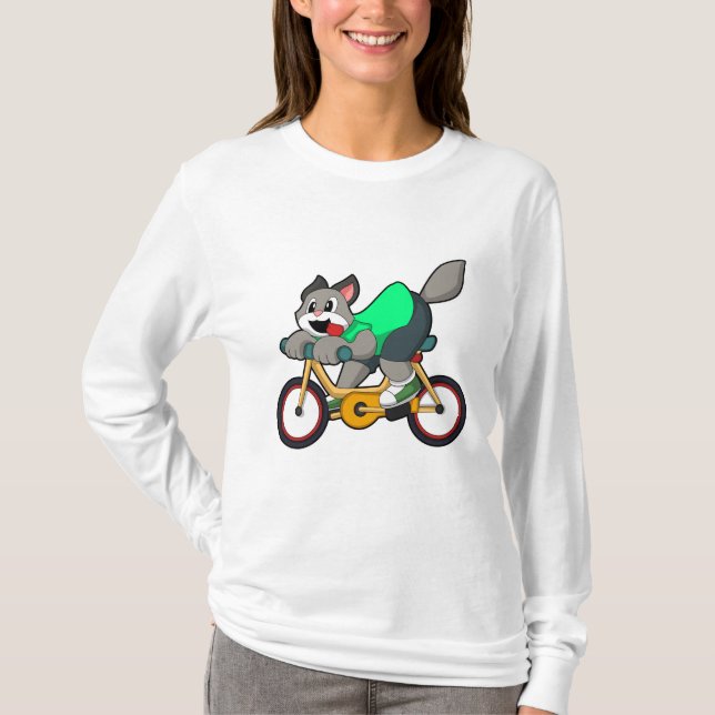 Cat with Bicycle T-Shirt (Front)