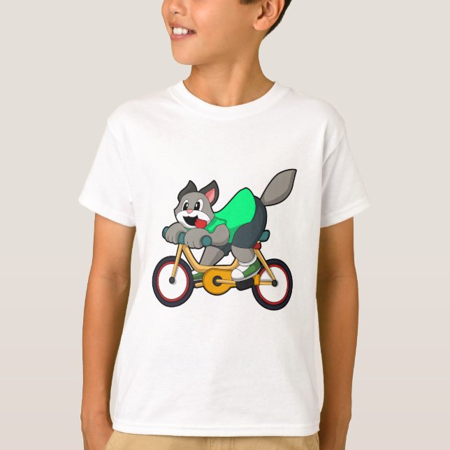 Cat with Bicycle T-Shirt (Front)