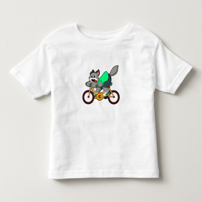 Cat with Bicycle Toddler T-Shirt (Front)
