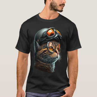 Cat with biker helmet  Cats  2 T-Shirt