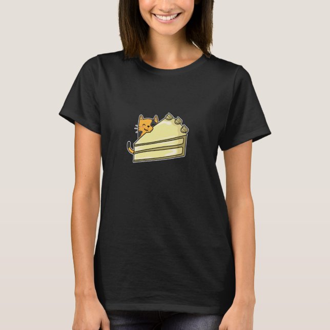 Cat with Birthday Cake T-Shirt (Front)